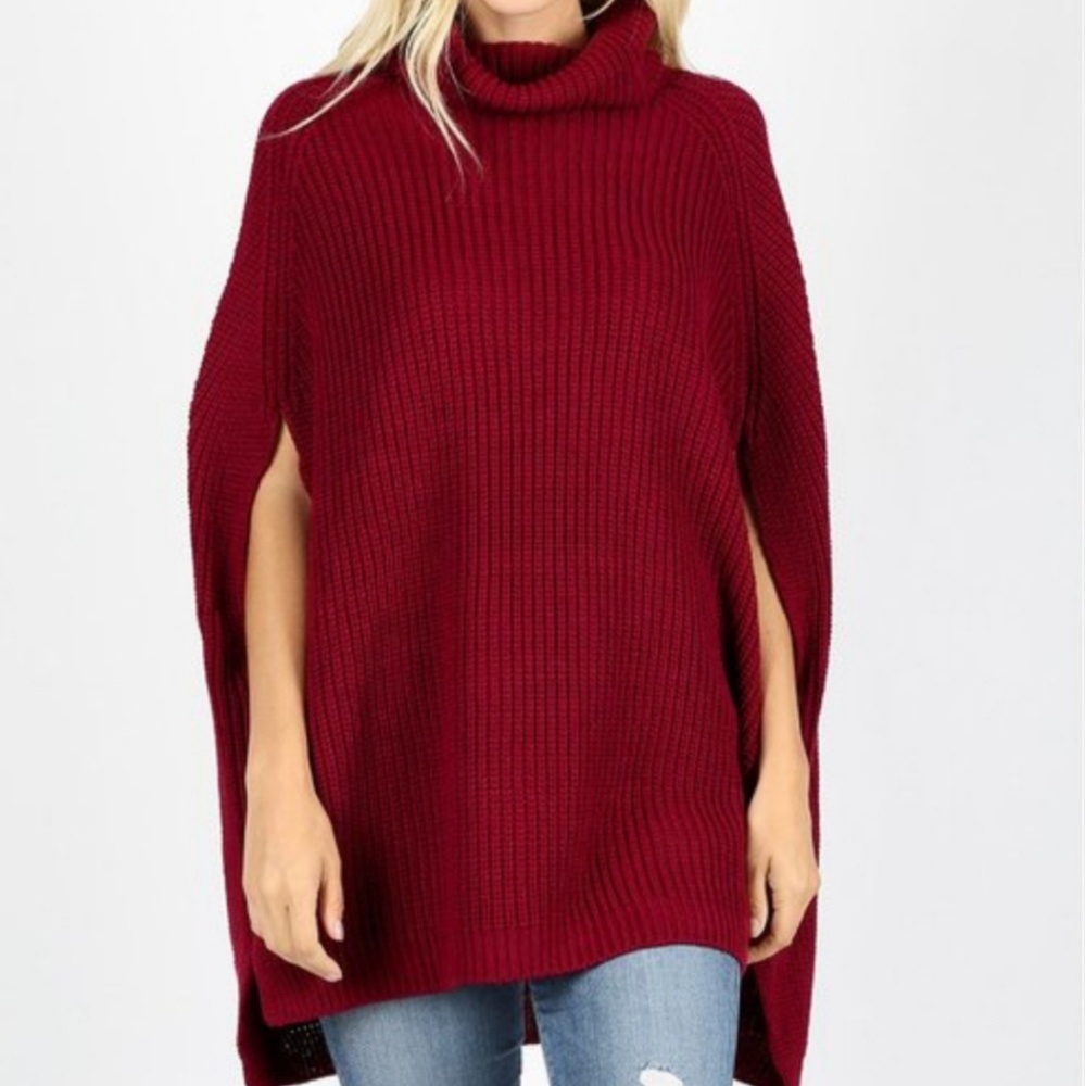 TURTLENECK PONCHO SWEATER (HIGH-QUALITY SWEATER)
